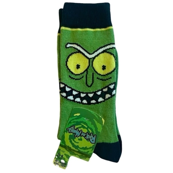 New CARTOON NETWORK Pickle Rick and Morty Socks Old Navy Men 10-13 Shoe 8-12 NWT - Picture 2 of 8